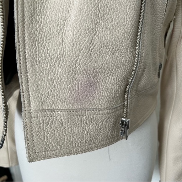 Alexander Wang Pebbled Leather Moto Jacket in Ecru - Picture 10 of 11